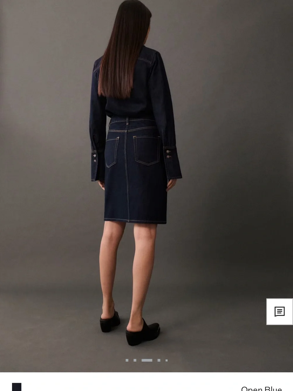 Dark Indigo Denim Shirt Dress with Front Slit - Picture 2 of 2